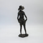 Coppia di sculture in bronzo “Mondina” e “Seminatore” di Augusto Murer, firmate e datate 1975.